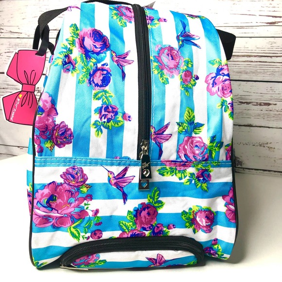 Betsey Johnson Stripe Floral 22" Rolling Duffle - Picture 4 of 12